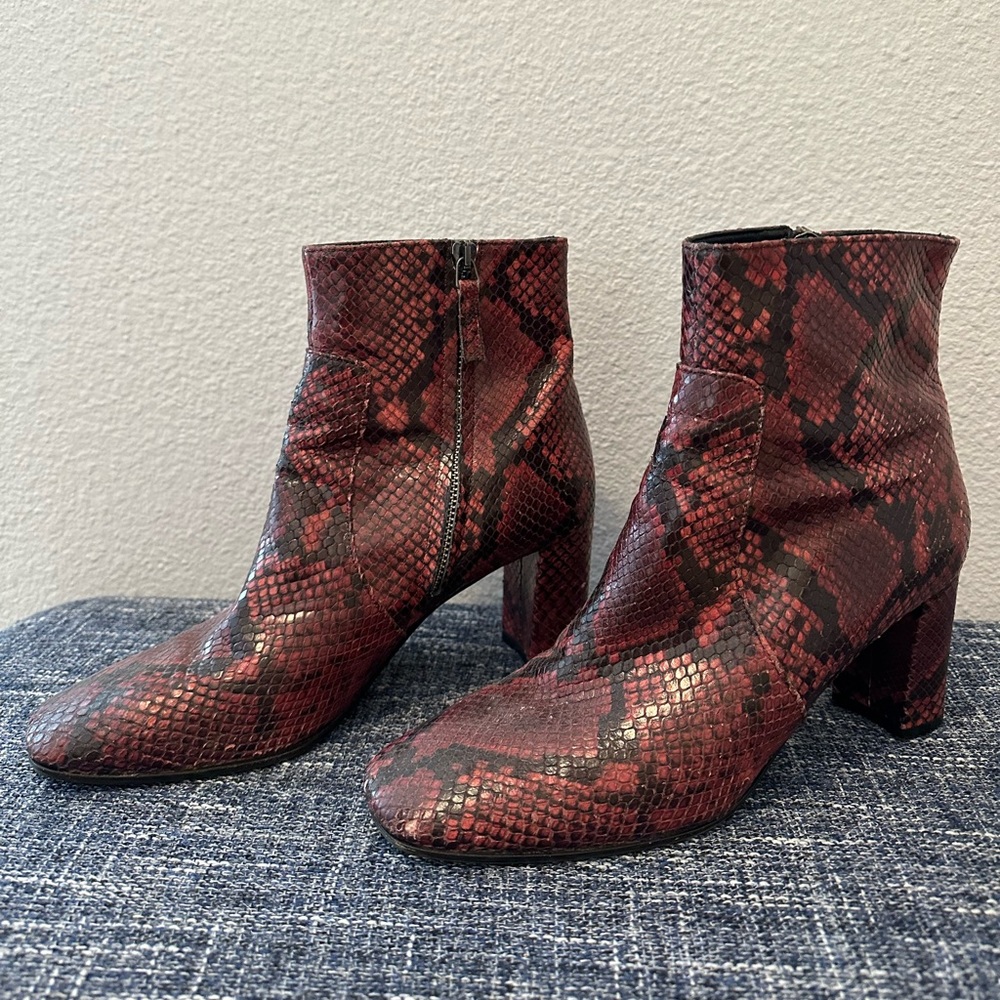 Barney’s New York red snake skin booties size 39